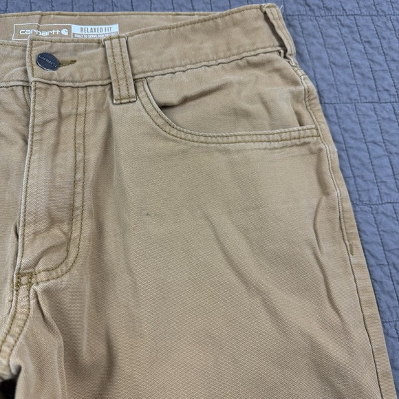 Carhartt Pants Men's 32x34 (31x32) Tan Rugged Relaxed Fit Utility Workwear - Picture 5 of 16